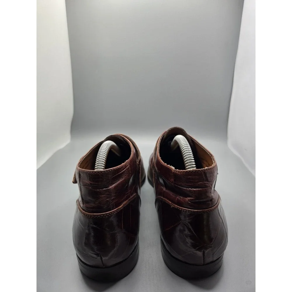 Stacy Adams Men's Brown Croc Embossed Leather Monk Strap Chukka Boots Size 8M